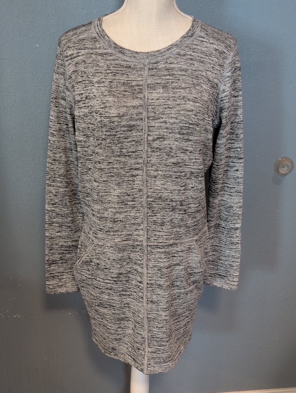 Athelta Destiny Techie Heathered Gray Long Sleeve Dress Activewear Gorpcorp Y2K